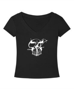 Skull Blk (Tencel Slim Fit V-Neck T-Shirt)