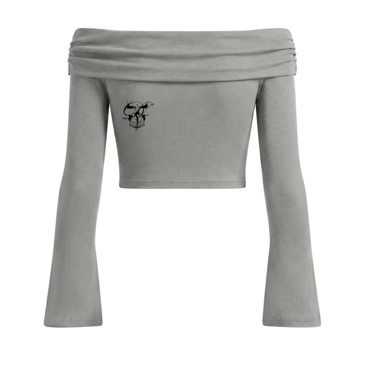 DDUB (Women's Off-the-Shoulder Bell Sleeve Crop T-Shirt) - Image 2