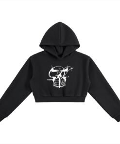 Skull Blk (Essential Cropped Hoodie)