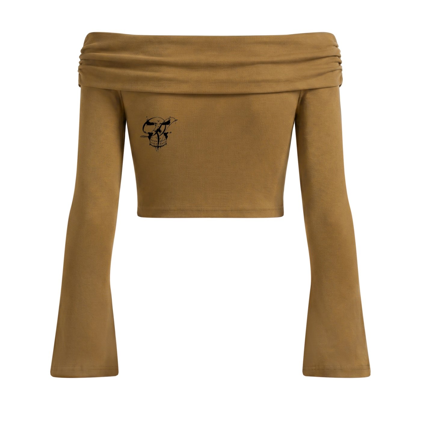 DDUB (Women's Off-the-Shoulder Bell Sleeve Crop T-Shirt) - Image 3