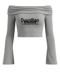 DDUB (Women's Off-the-Shoulder Bell Sleeve Crop T-Shirt)